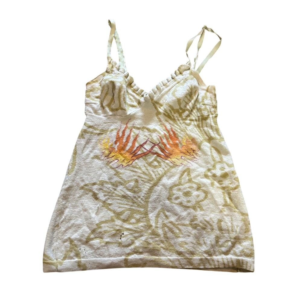 Vintage Y2k Raw 7 100% Cashmere Tank Top Women's Medium Grunge